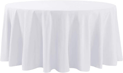 108 Inch round Tablecloth Washable Polyester Table Cloth Decorative Table Cover for Wedding Party Dining Banquet (108 Inch,White)2