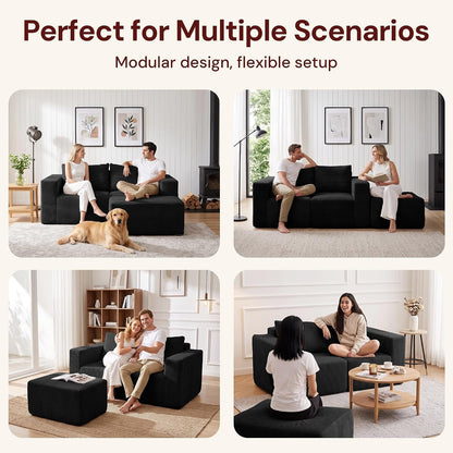 Sectional Couches for Living Room, Boneless Couch with Ottoman, Comfy Fluffy Cloud Couch with Deep Seat, Modular Sectional Sofa with Side Pockets, No Assembly L Shaped Couch, Corduroy8