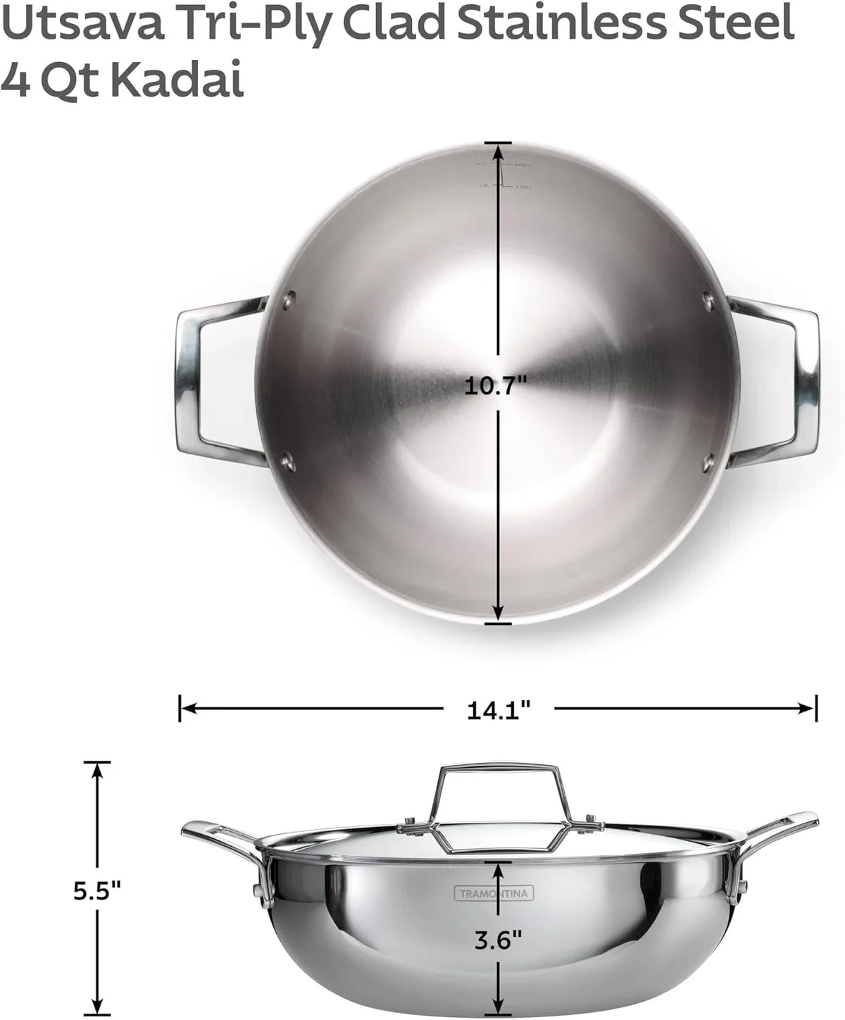 utsava-4-quart-tri-ply-clad-stainless-steel-kadai-with-lid-large-kadhai-pot-for-indian-cooking