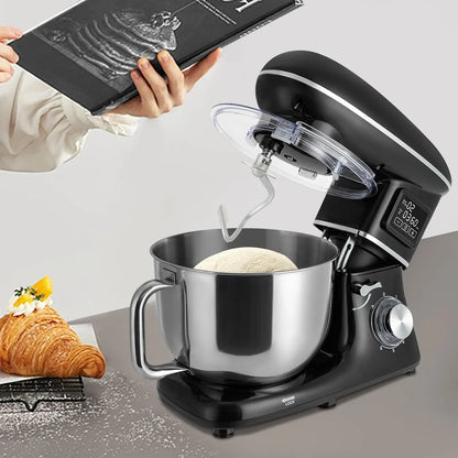 Stand Mixer, 1350W 6.5QT Electric Tilt-Head Kitchen Mixer for Bread Cake Baking Household with Mixing Bowl, Whisk, Dough Hook and Beater, 6 Speed (Black)2