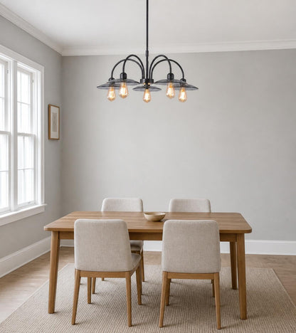 Black Farmhouse Chandelier, Glass Hanging Light Fixture for Dining Room9