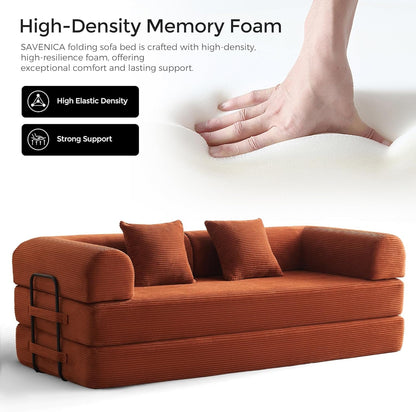 79" Convertible Futon Sofa Bed, Boneless Couch for Living Room | Orange6