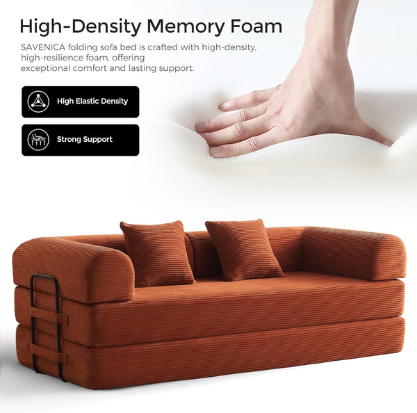79" Convertible Futon Sofa Bed, Boneless Couch for Living Room | Orange6