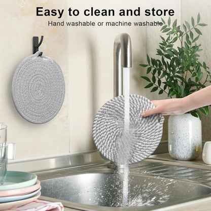 7" Trivets for Hot Dishes, 6 Pack Trivets for Hot Pots and Pans | Cotton Hot Pads for Kitchen Counter and Countertops, Trivets for Quartz Countertops Resist Heat, Scratches & Stains, Gray6