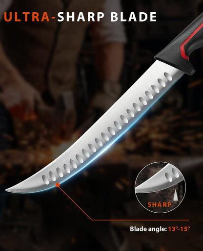 5 PCS Chef Knives with Roll Bag, Sharp Stainless Steel Kitchen Knife for Cutting Meat, Fruits & Vegetables, Practical Gifts Knife Set for Women Men Cooking Lovers3
