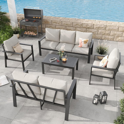 5 Pieces Aluminum Patio Furniture Set 7-Seat Outdoor Furniture Sets2