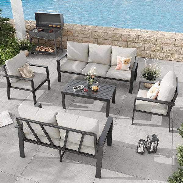 5 Pieces Aluminum Patio Furniture Set 7-Seat Outdoor Furniture Sets2
