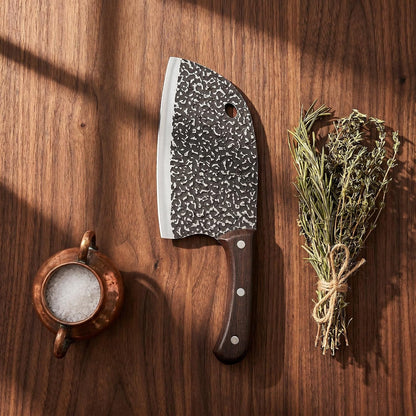 Chinese Meat Cleaver Knife with Hammered Carbon Steel Blade and Plastic Handle, Safe Use and Reduces Hand Fatigue, for Restaurant and Commercial Kitchen Meat Cutting4