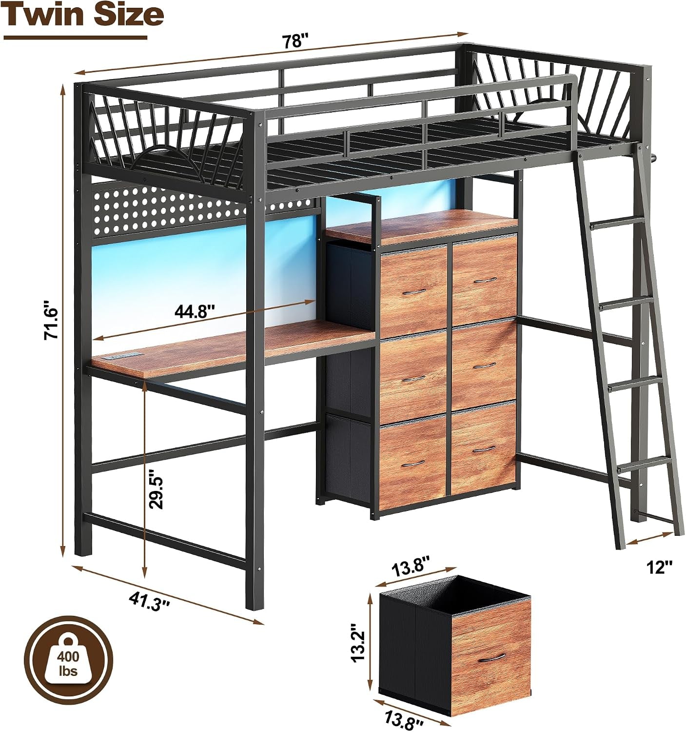 twin-loft-bed-with-desk-and-6-storage-drawers-metal-twin-size-loft-beds-with-charging-station-rgb-led-lights-and-pegboard-hanging-rod-for-kids-teenager-black