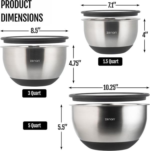 Stainless Steel Mixing Bowls with Glass Lids, Premium 3-Pc Plastic-Free Set2