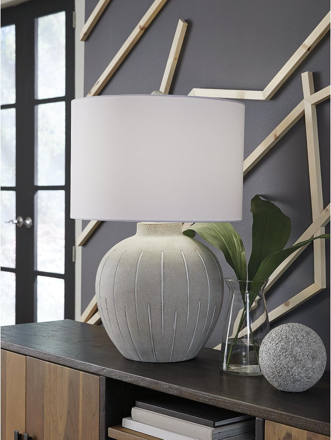 signature-design-by-ashley-living-room-table-lamp-3-way-vintage-gray-textured-warm-gray-polyresin-base-with-3-way-lighting-and-cotton-blend-drum-shade-vintage-farmhouse-style-calbert-series