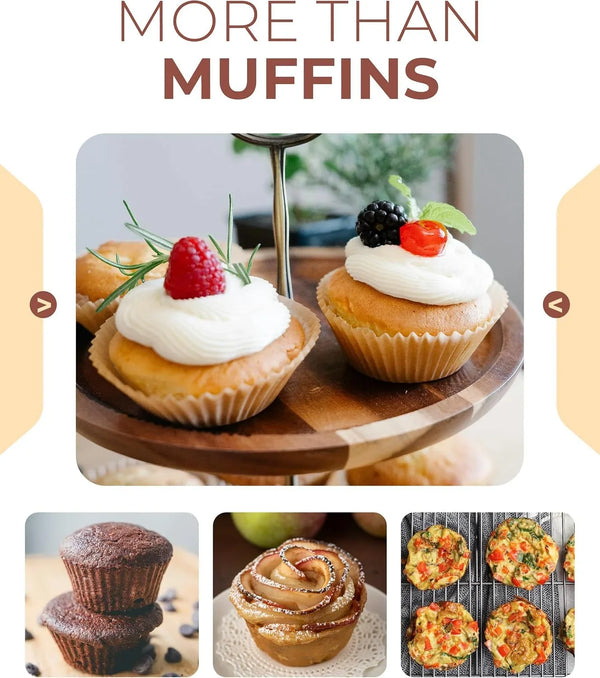2-Pack Jumbo Muffin Pan with 150 Liners, 12.6" X 8.3", Nonstick | 6-Cup, 3.5" XL Cups, Bonus Liners, Carbon Steel, Ptfe-Free, 450°F Oven Safe, Extra Large Muffin Pan, XL Treats, Egg Bites8