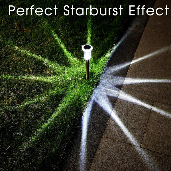 Solar Outdoor Lights, 10 Pack Waterproof Stainless Steel Solar Stake Lights for Pathway Garden Yard Path Walkway Driveway Lawn Patio outside Decor, Cool White2