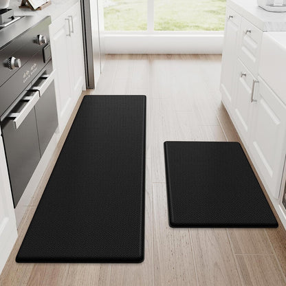 Kitchen Mats for Floor, 2-Piece Anti-Fatigue Kitchen Rugs, Black | 17.3" X 30" + 17.3" X 47", Cushioned Comfort, Water-Resistant, Easy to Clean, Non-Slip Bottom, Kitchen Floor, Standing Desk1