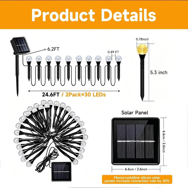 Solar Garden Lights Outdoor, 60 Leds 43FT Solar Pathway Lights7