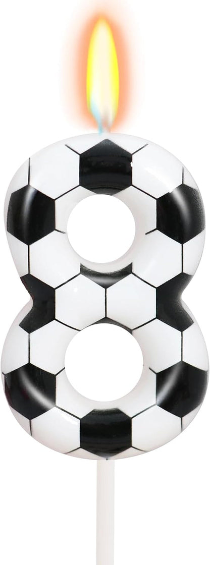 Soccer Theme Number 8 Candle, Soccer Birthday Party Decorations1