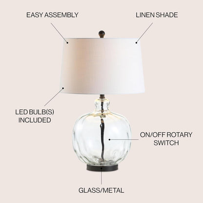 Rae Bedside Table Lamp 26.5" Clear Glass and Black Metal5