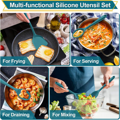 Blue Kitchen Utensil Set, 4 Pieces Silicone Cooking Utensils5
