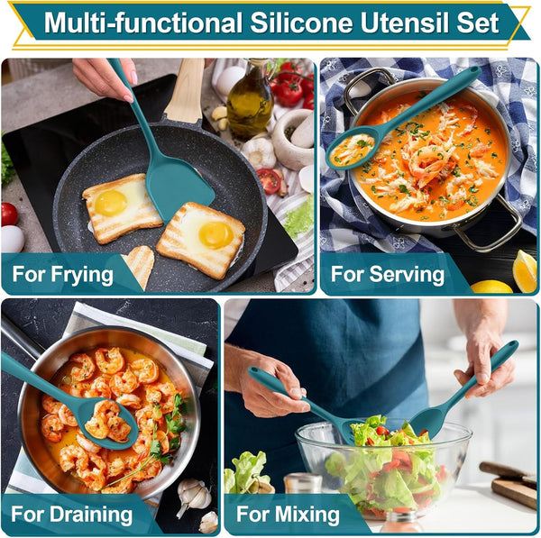 Blue Kitchen Utensil Set, 4 Pieces Silicone Cooking Utensils5