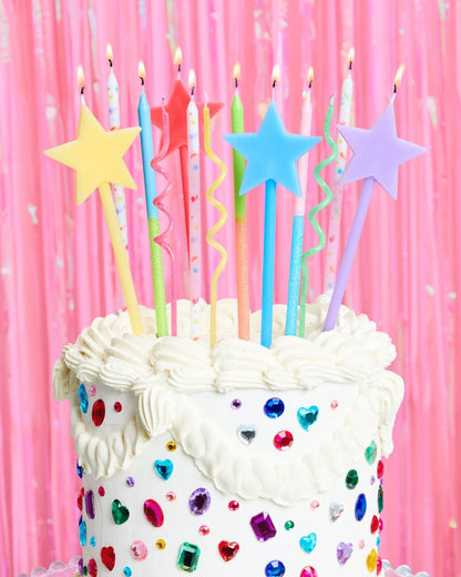 14Pc Novelty Birthday Candles | Star Glitter Pastel Party Decor7
