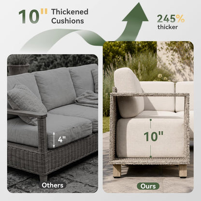Patio Furniture Set with 10'' Thick Cushions (8 Piece, Gray/Beige)2