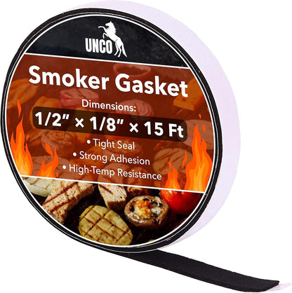 '- Grill Gasket, 1/2"X1/8", 15 Ft, Smoker Gasket Sealer | High Temp, Easy to Cut, Strong Adhesion, Suitable for Most BBQ Grills and Smokers1