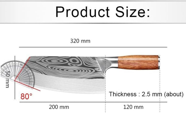 Meat Cleaver,Cleaver Knife Cleaver Knife Full-Tang Chinese Knife Chopping Vegetable Fish Chicken Meat Cleaver Wood Handle Steel Blade Chef Damascus Pattern Knife, LAMAJIGA58442