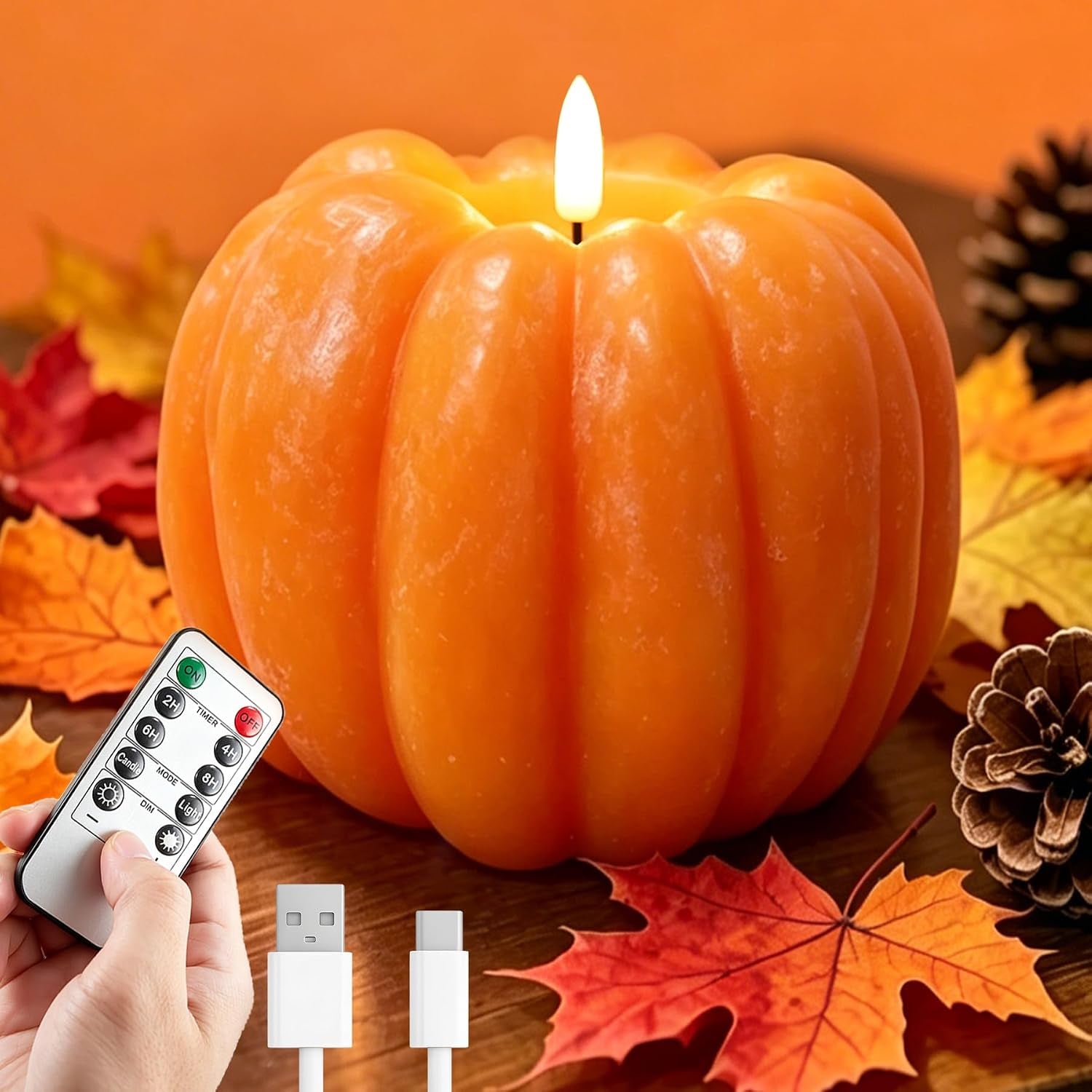 fall-decor-300-hours-rechargeable-flickering-flameless-wax-pumpkin-candles