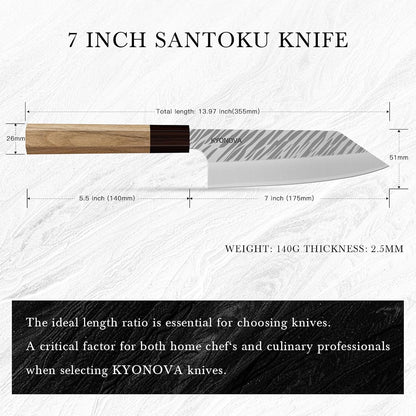7 Inch Santoku Knife, 9-Layer VG10 High Carbon Steel Multipurpose Japanese Kitchen Knife, Sharp Steak Knife & Brisket Knife with Rosewood Handle for Cutting Meat for Home & Restaurant4