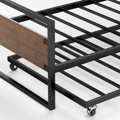 Suzanne Bamboo and Metal Daybed with Trundle / Mattress Foundation with Steel Slat Support / Easy Assembly, Twin8