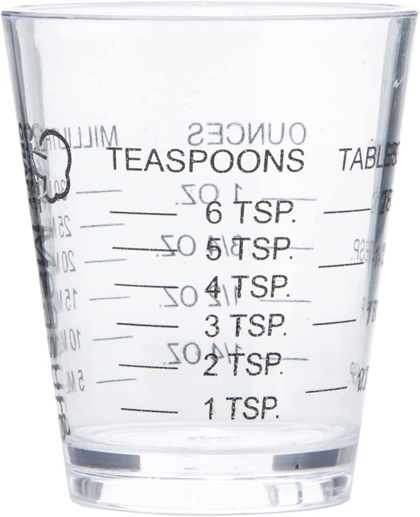 Classic Plastic Shot Glass Measurer, 1 Ounce Teaspoon/Tablespoon, Clear1