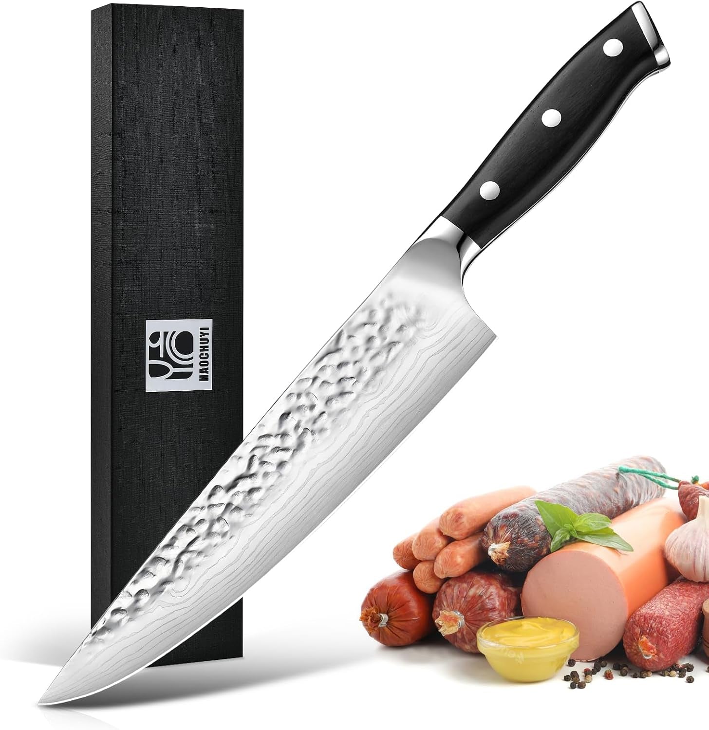 8-chef-knife-japanese-7cr13-steel-triple-rivet-black-pakkawood-handle-with-extra-forging-process-gifts-for-women-men-birthday-and-mom-dad-kitchen-gadgets-with-premium-gift-box