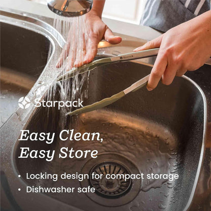 Starpack Get a Grip Silicone Kitchen Tongs (2-Pack, 9" + 12") - LFGB Non Toxic, 600°F Heat Resistant, Bpa-Free - Heavy-Duty Stainless Steel, Locking - Dishwasher Safe for Nonstick Cookware3