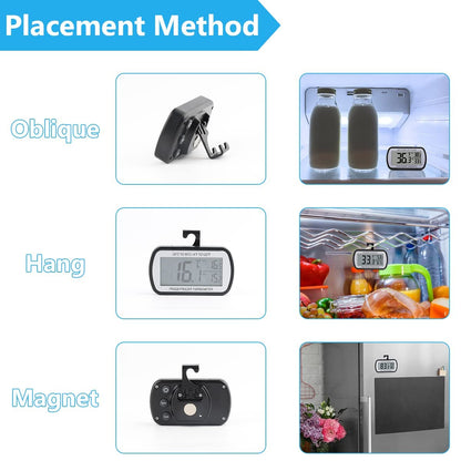 2 Pack Refrigerator Fridge Thermometer Digital Freezer Room Thermometer Waterproof Large LCD Display Max/Min Record Function-Black5