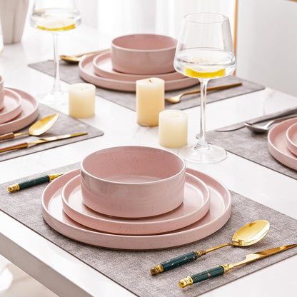 Stoneware Dinnerware Sets for 4,12Pcs Plates and Bowls Set6