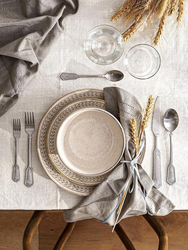 Plates and Bowls Sets for 4, 12 Piece Ceramic Dinnerware Sets, Kitchen Stoneware Dish Set, Chip Resistant, Microwave & Dishwasher Safe, Beige Wheat (8"&10" Plate, 27Oz Bowl)2