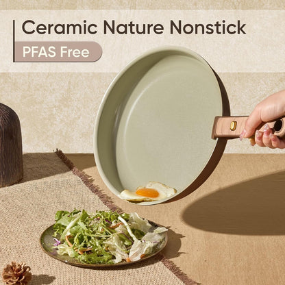 Ceramic Cookware Set, Pots and Pans Set Non Stick with Detachable Handle, RV Kitchen Cooking Set, Induction & Oven Safe, PFAS and PFOA Free, Pistachio Green 19 Pcs3