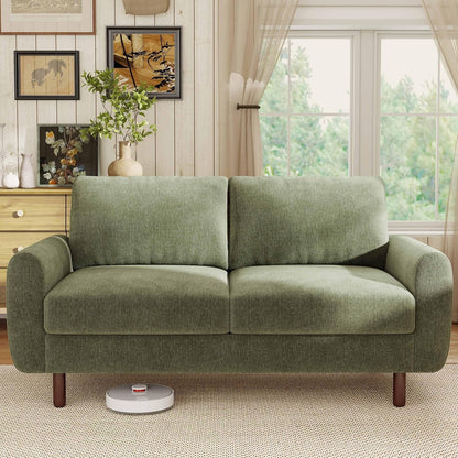 68" Loveseat Sofa, Comfy Chenille Fabric Couches for Living Room with Spring Cushion and Solid Wood Frame, Modern Deep Seat Couch for Bedroom, Apartment, Office, Easy Assembly,Green1