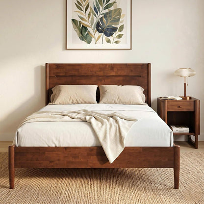 Apollo Solid Wood Platform Bed Full, Headboard, Mahogany1
