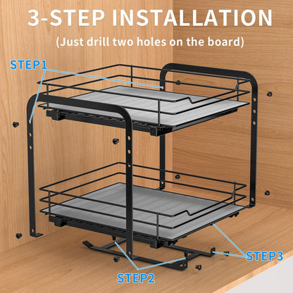 2 Tier Pull Out Spice Rack Organizer for Cabinet,9.5" Wx10.5Dx9.5H5