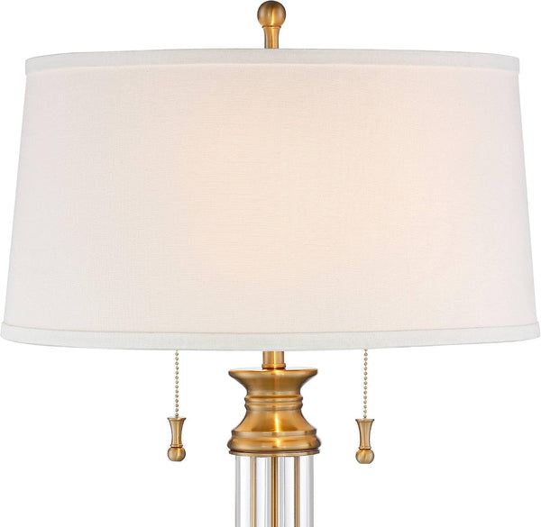Rolland 30" Large Table Lamps Set of 2 Gold Brass Glass Antique7