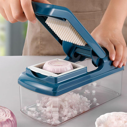 Multifunctional Vegetable Slicer and Grater Set, Blue Kitchen Cutter with Potato Peeler, Fruit and Vegetable Shredder for Home Food Preparation5