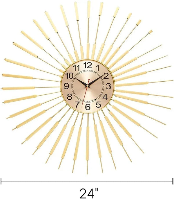 Large Wall Clocks for Living Room Decor 24 Inch Gold Starburst Wall Clock, Silent Non-Ticking Metal Wall Clocks Battery Operated, Mid Century Boho Farmhouse Modern Art Decor for Bedroom Office5