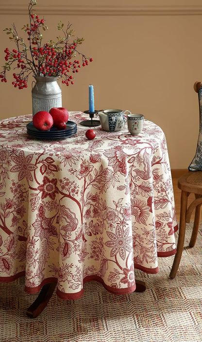 Designer French Linen round Tablecloth,Diameter 55"-Ruyi A8