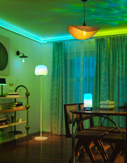 Govee Lantern Floor Lamp, Halo Gradient RGBIC Smart Corner Lamp for Bedroom | Luminblend+, 1000K-10000K, Matter Compatible, 100+ Scene Modes, Music Sync, 1400Lm, Modern Floor Lamps for Living Room, White10