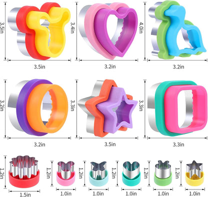 12 Pcs Sandwich Cutter and Sealer Set, Bread Decruster Pancake Maker DIY Cookie Cutters Vegetable Cutter Shapes for Kids, Ideal for School Lunch Boxes and Bento Boxes Boys Girls5
