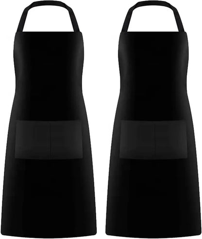 12 Pack Bib Apron - Unisex Black Aprons, Machine Washable Aprons for Men and Women, Kitchen Cooking BBQ Bulk (Pack of 12, No Pockets, Black)1