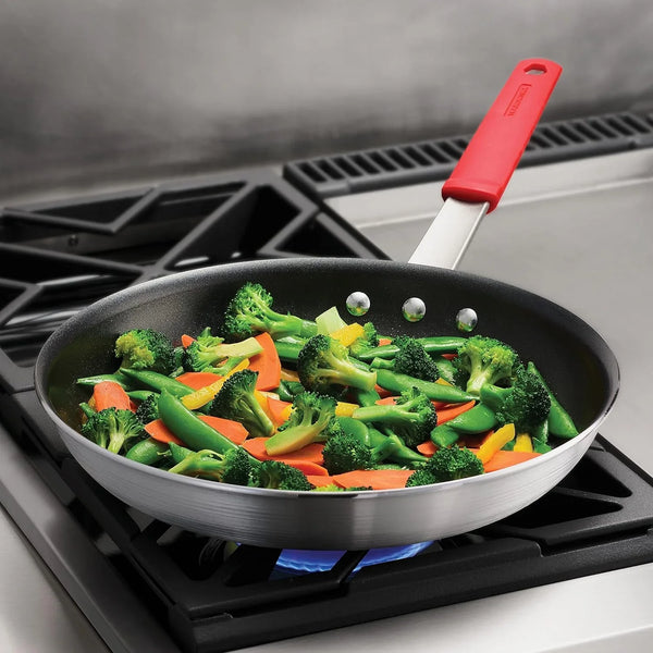 Professional 12-Inch Non Stick Large Frying Pan | Heavy-Gauge Aluminum Skillet with Reinforced Nonstick Coating, Red Handle, Dishwasher and Oven Safe, Made in Brazil2