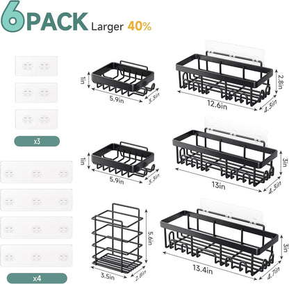 Shower Caddy 6-Pack, Bathroom Organizers and Storage Shelves, Black7
