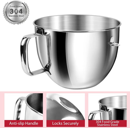 7QT Stainless Steel Mixer Bowl for Kitchenaid Stand Mixers, Kitchen Aid Mixing Bowl for 7QT Lift Mixer with Handle, Compatible with KSM70SKXXBK, Dishwasher Safe3